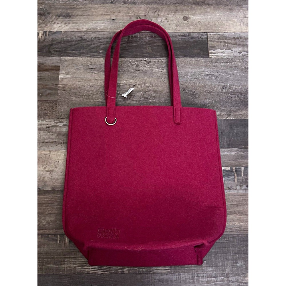 Bath & Body Works Women's Dark Pink Solid Tote Bag, Gold Hardware, Key Holder